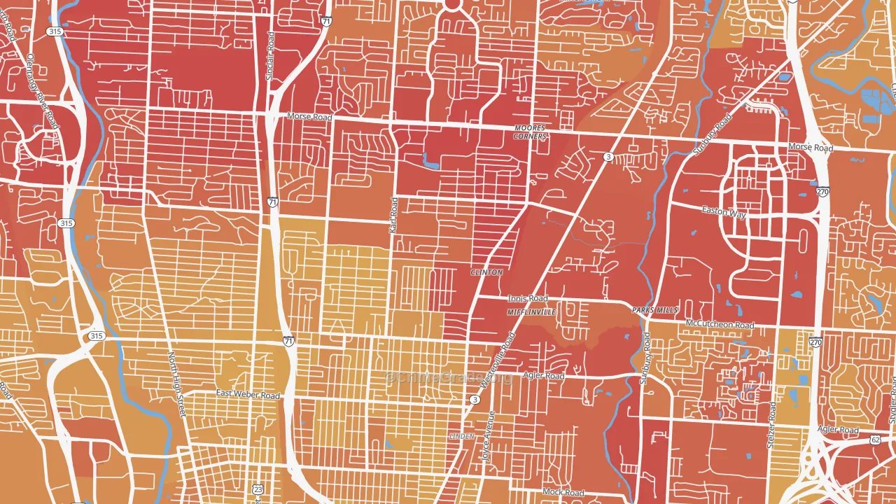 43224, OH Map of Vehicle Theft Rates