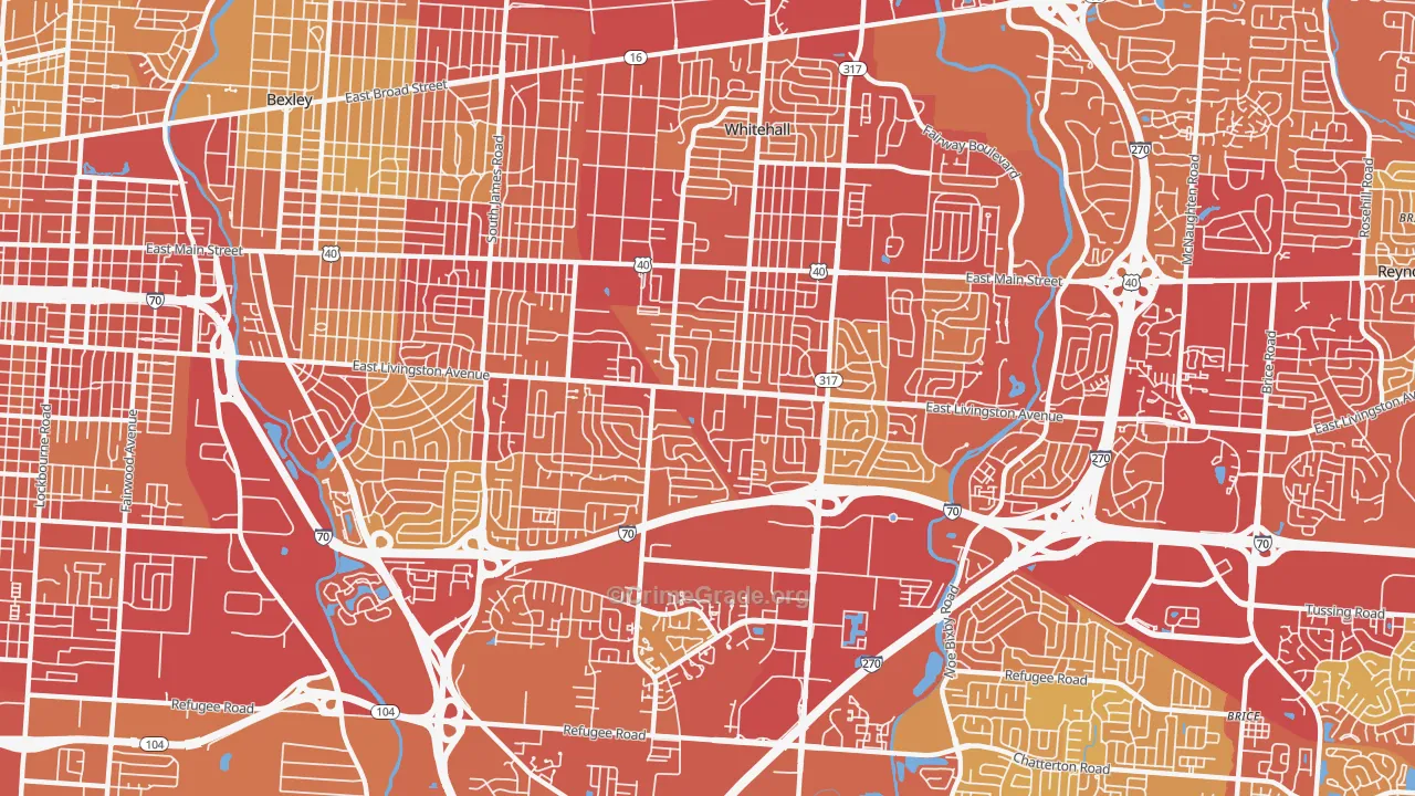 43227, OH Map of Vehicle Theft Rates