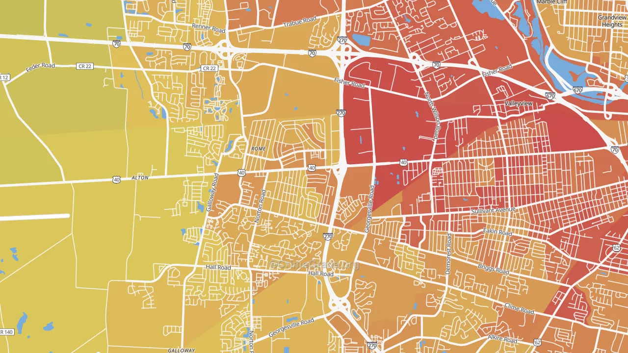 43228, OH Map of Vehicle Theft Rates