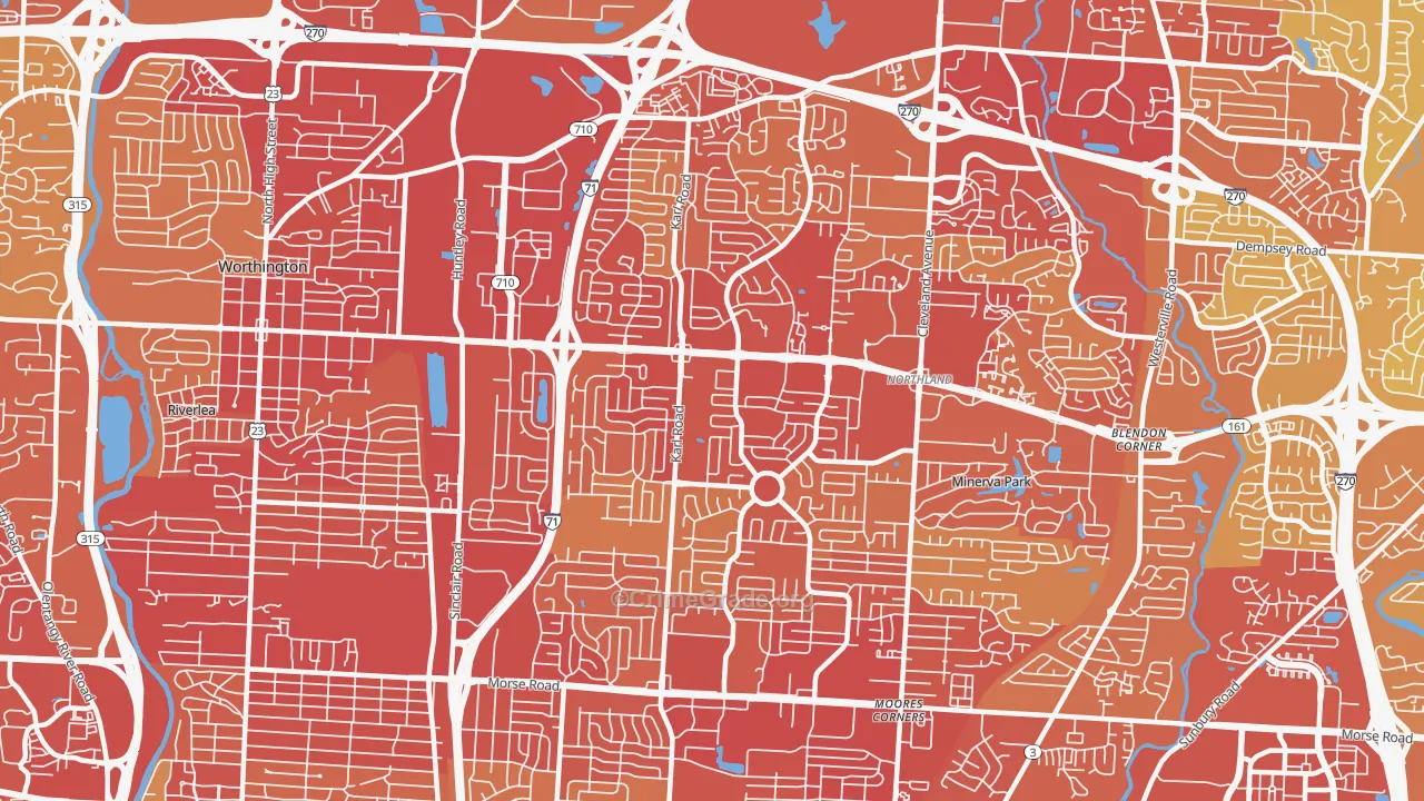 43229, OH Map of Vehicle Theft Rates