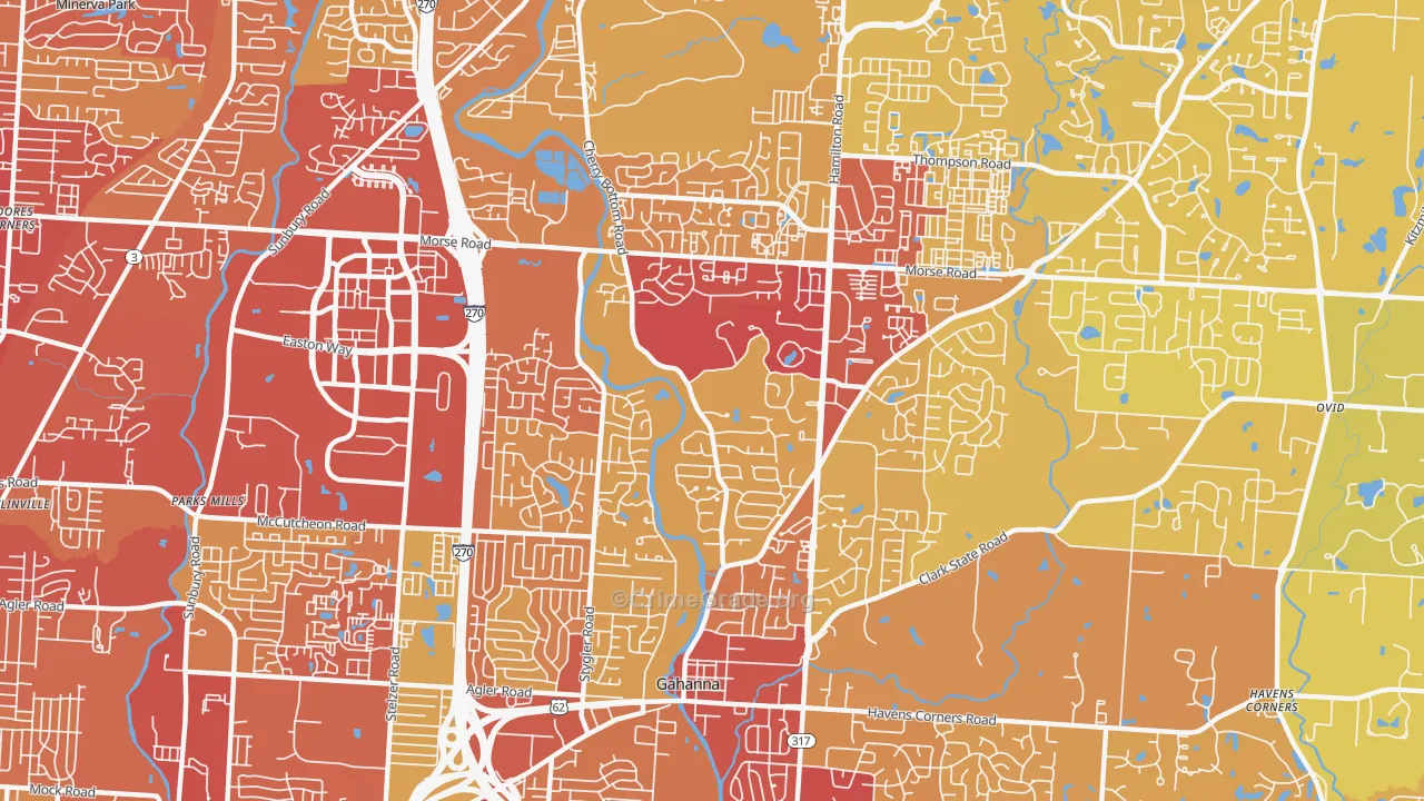 43230, OH Map of Vehicle Theft Rates