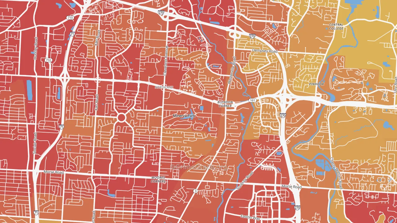 43231, OH Map of Vehicle Theft Rates