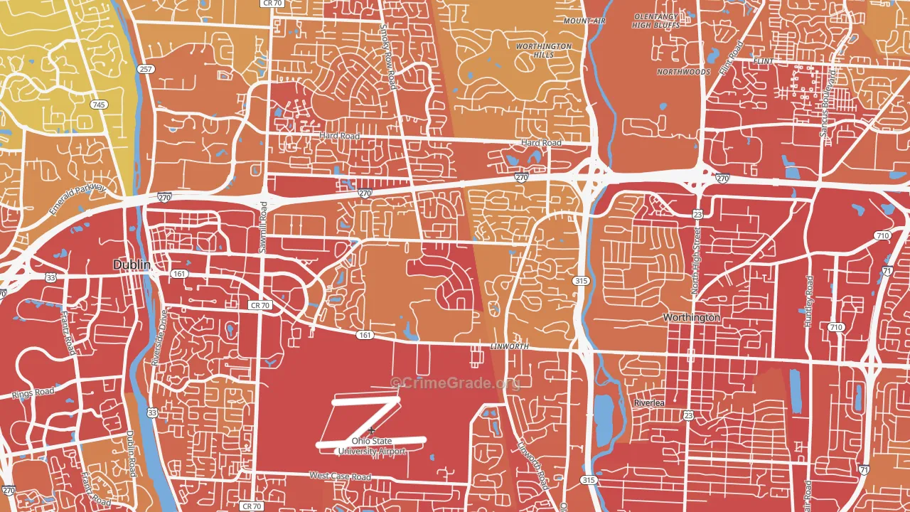 43235, OH Map of Vehicle Theft Rates