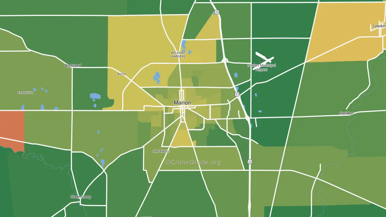 43302, OH Map of Vehicle Theft Rates