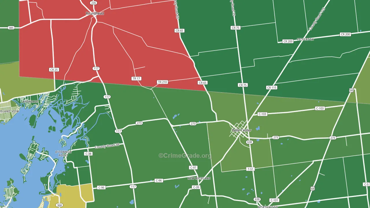 43310, OH Map of Vehicle Theft Rates