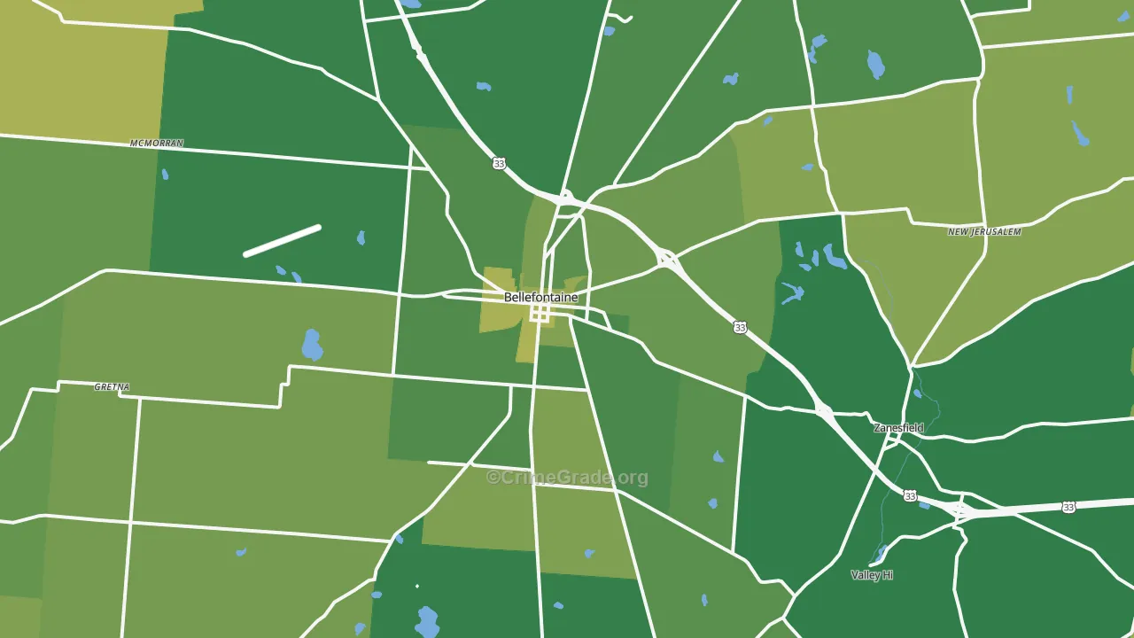 43311, OH Map of Vehicle Theft Rates