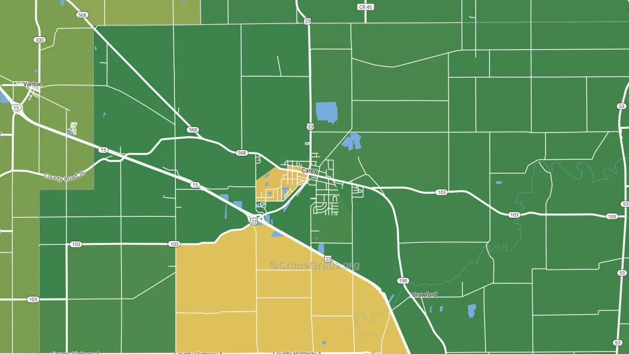 43316, OH Map of Vehicle Theft Rates