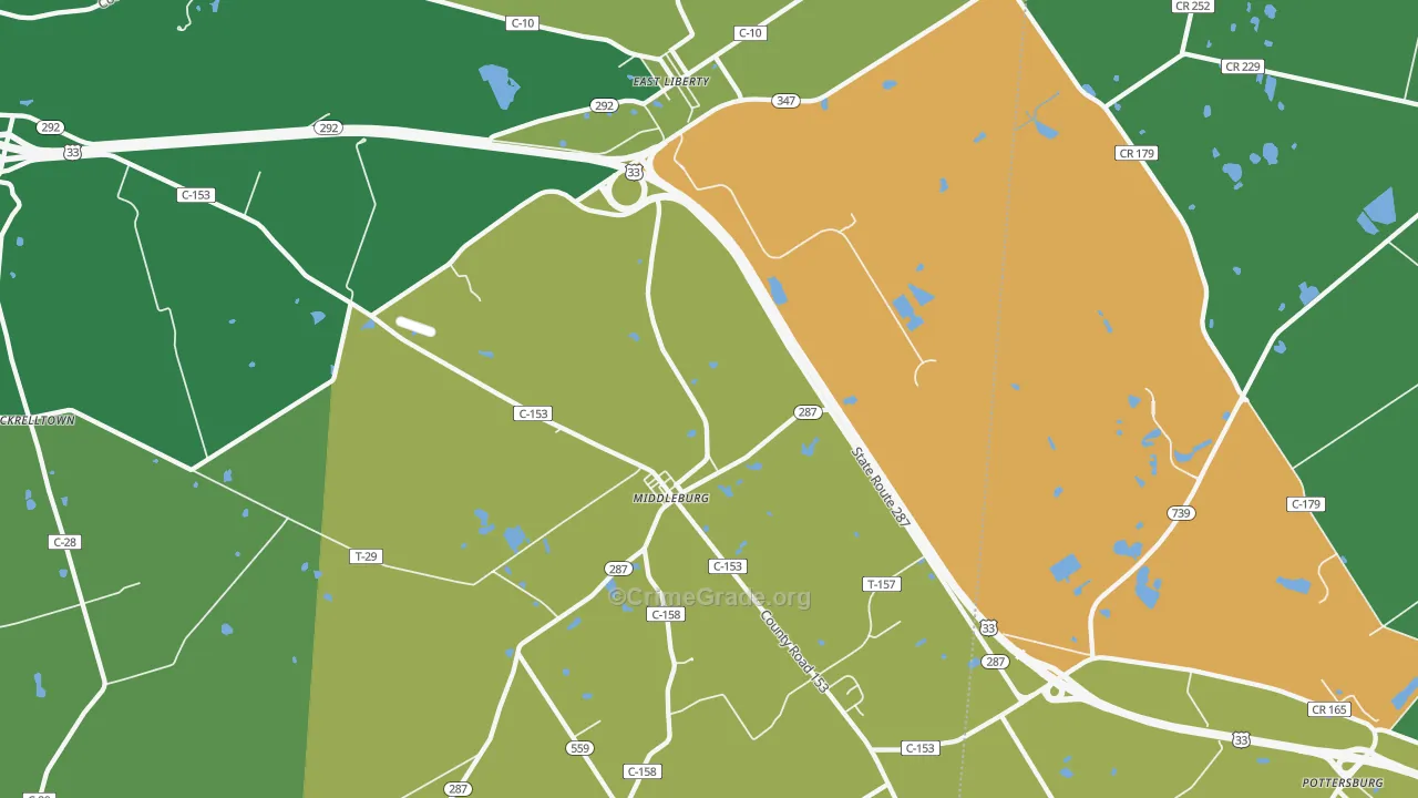 43319, OH Map of Vehicle Theft Rates
