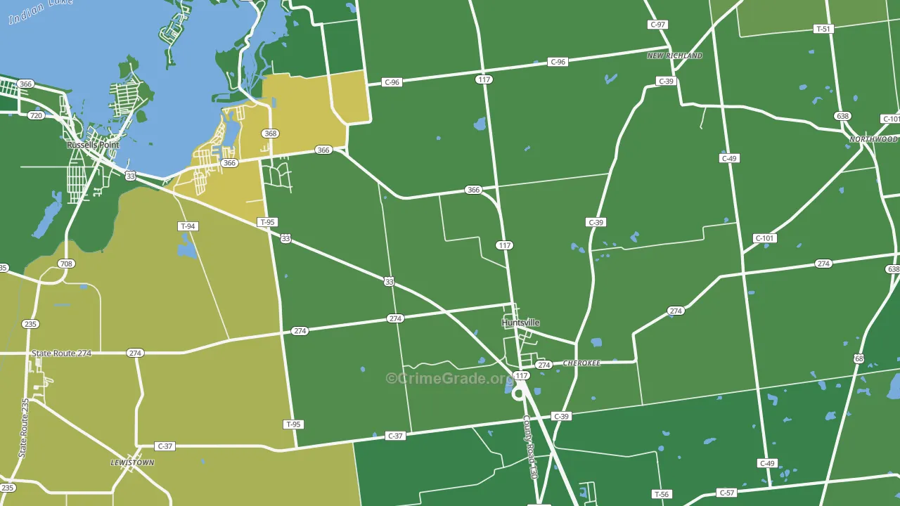 43324, OH Map of Vehicle Theft Rates