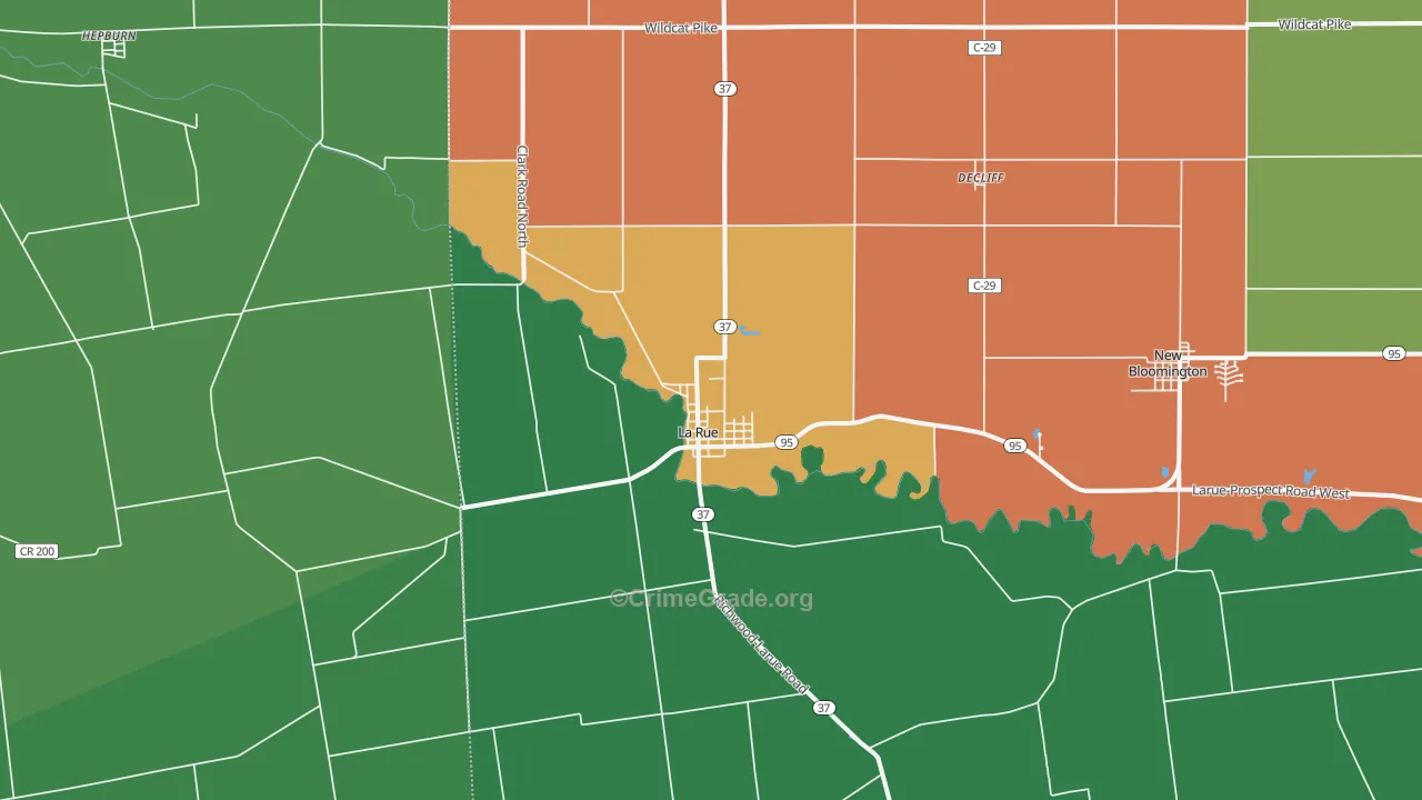 43332, OH Map of Vehicle Theft Rates