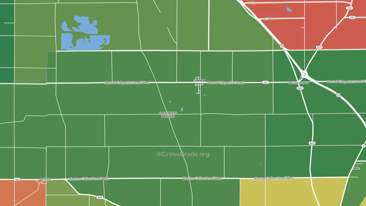 43337, OH Map of Vehicle Theft Rates