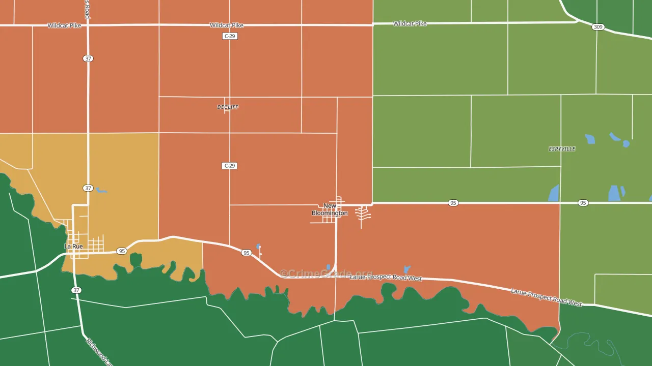 43341, OH Map of Vehicle Theft Rates