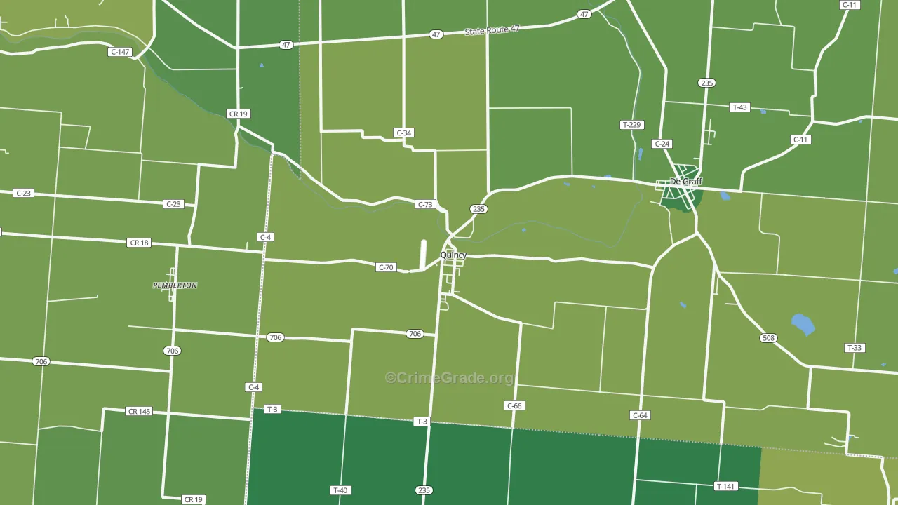 43343, OH Map of Vehicle Theft Rates