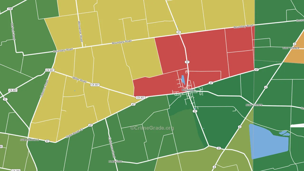 43344, OH Map of Vehicle Theft Rates