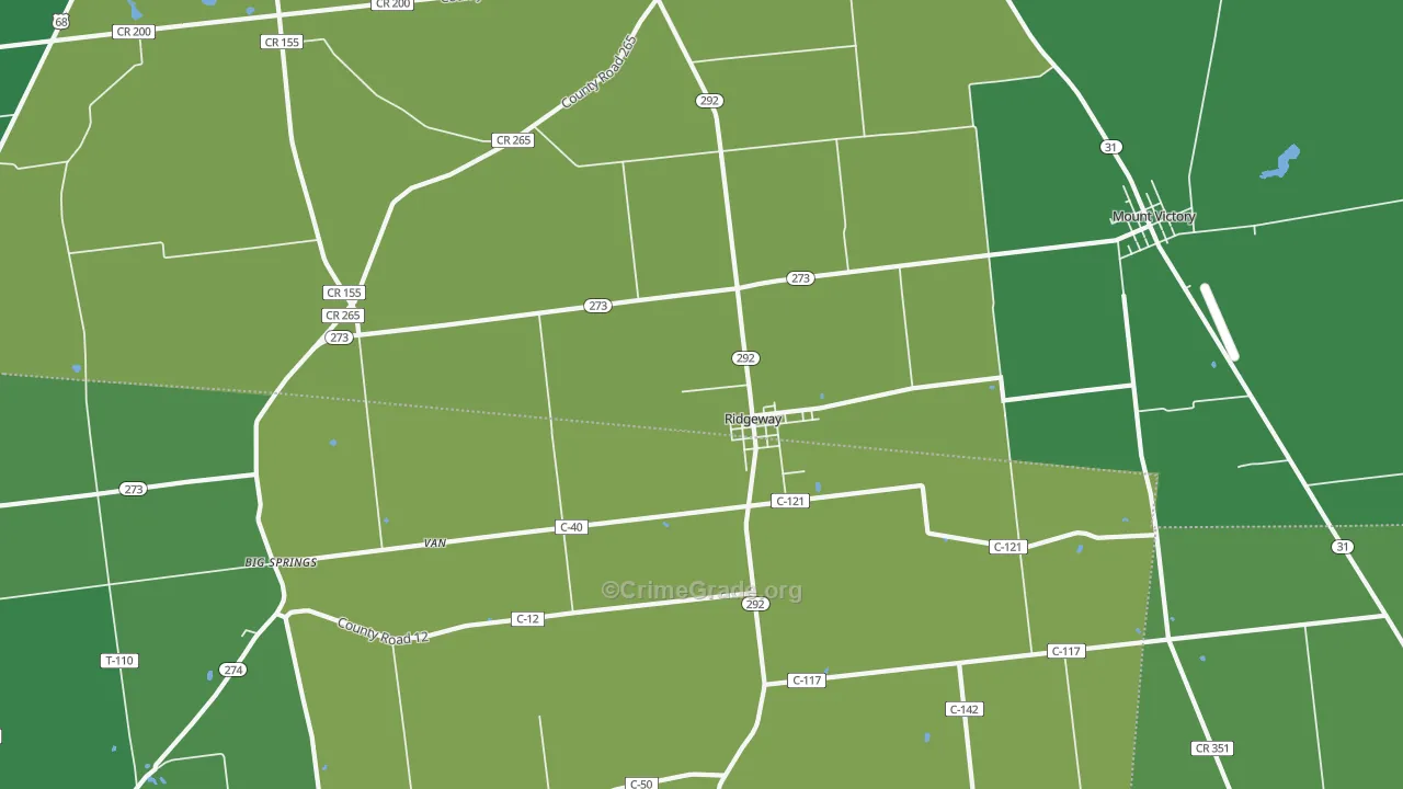 43345, OH Map of Vehicle Theft Rates