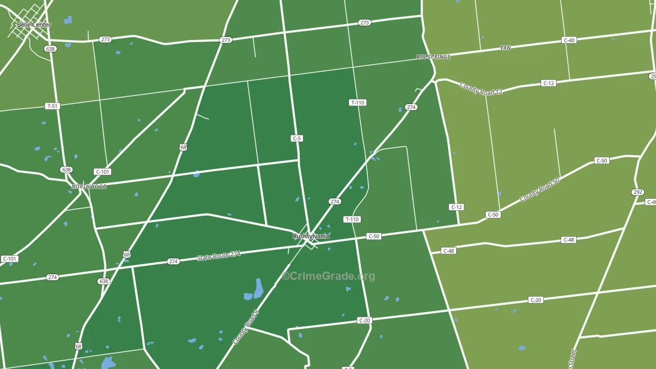 43347, OH Map of Vehicle Theft Rates