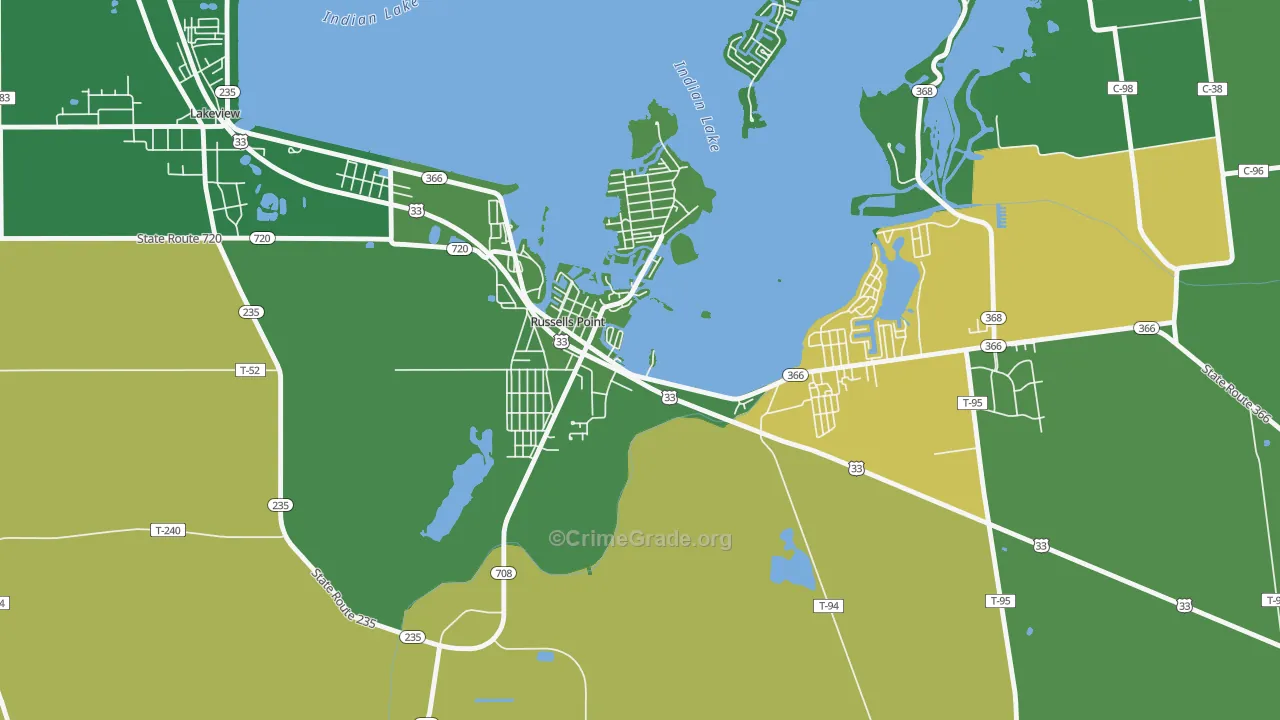 43348, OH Map of Vehicle Theft Rates