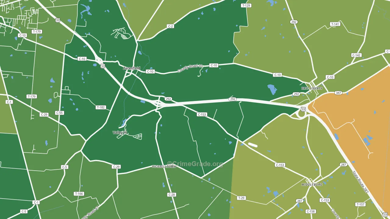 43360, OH Map of Vehicle Theft Rates