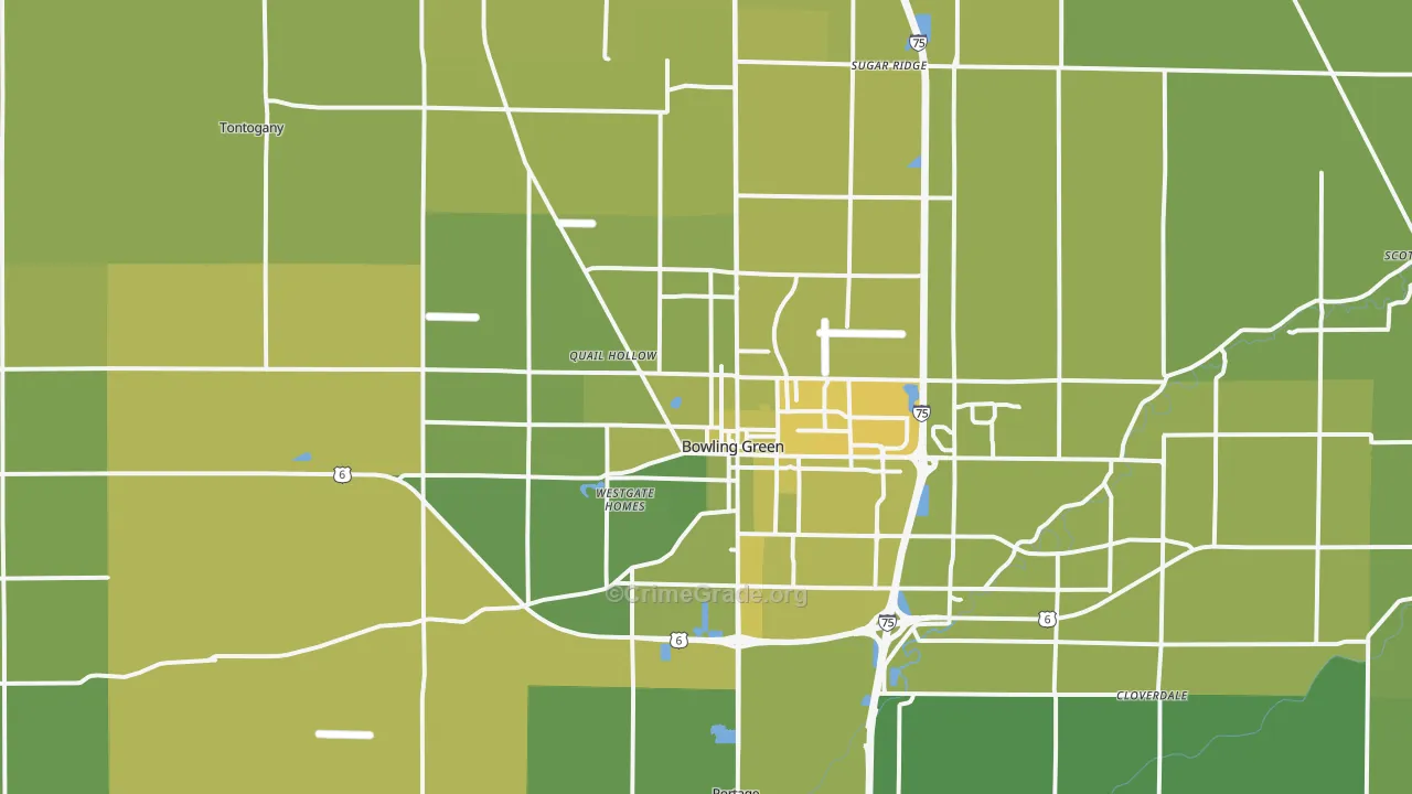 43402, OH Map of Vehicle Theft Rates