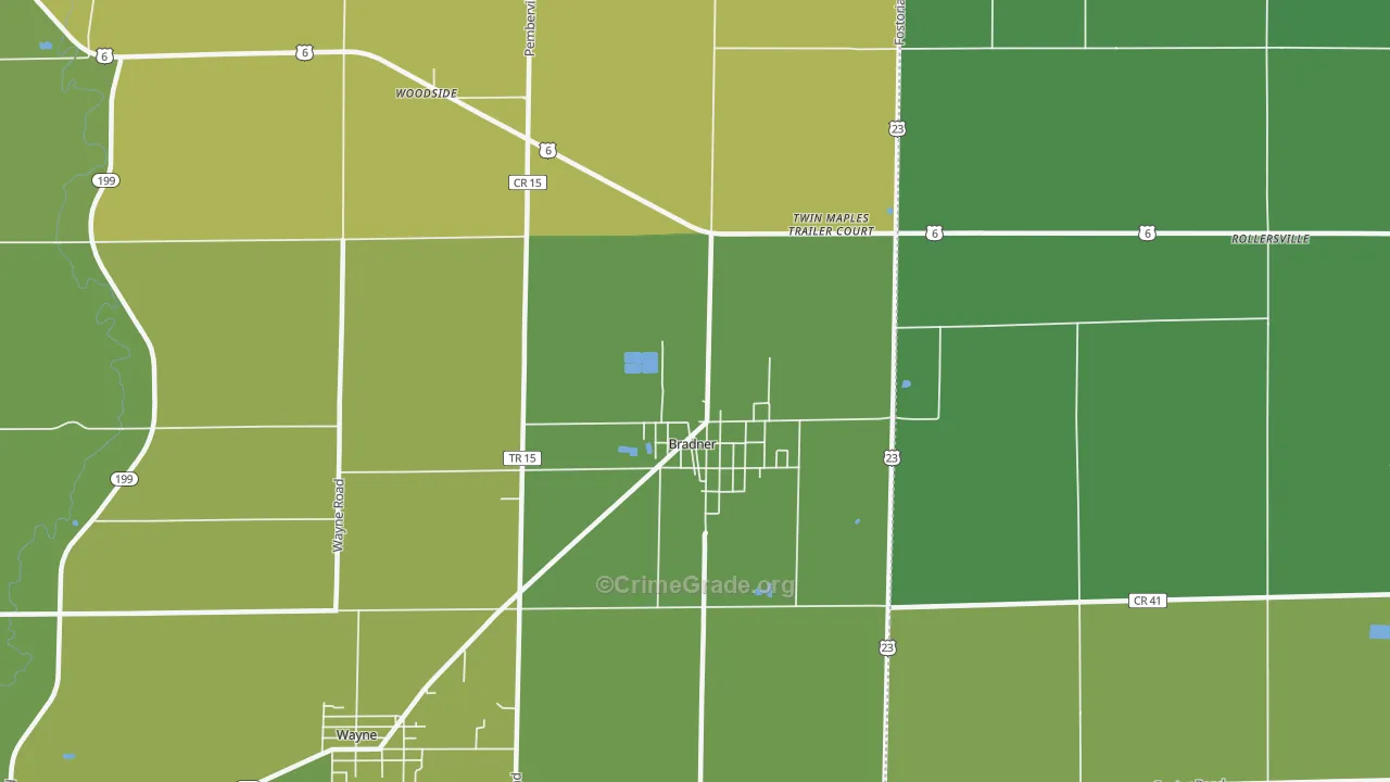 43406, OH Map of Vehicle Theft Rates
