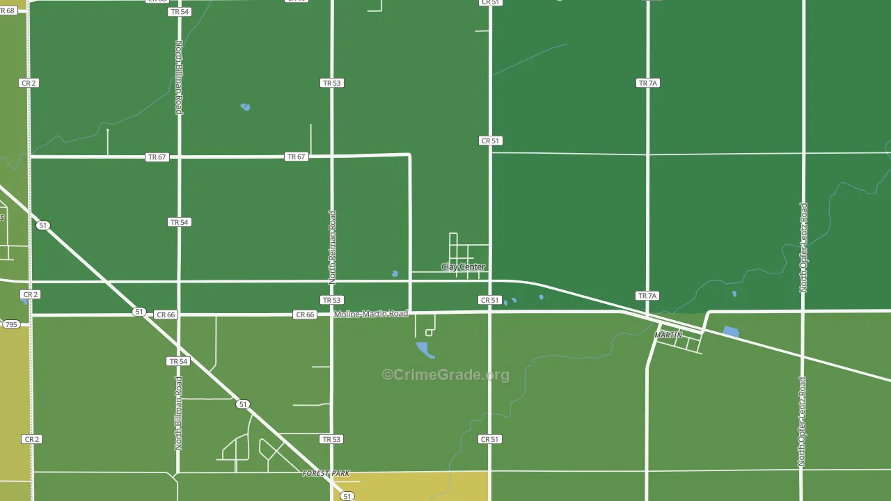 43408, OH Map of Vehicle Theft Rates