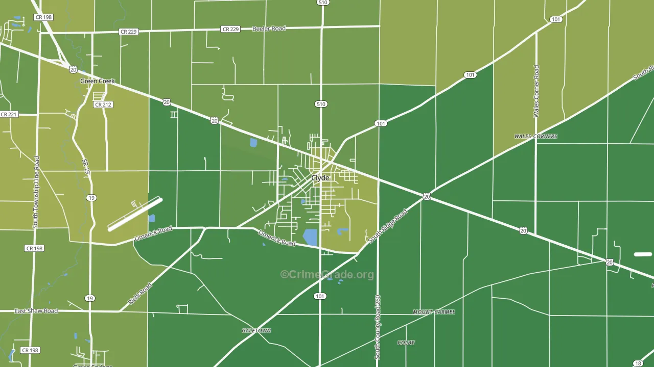 43410, OH Map of Vehicle Theft Rates