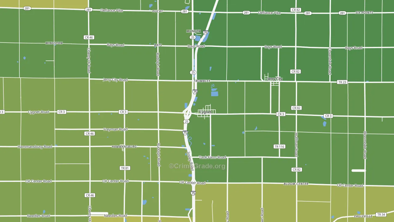 43413, OH Map of Vehicle Theft Rates