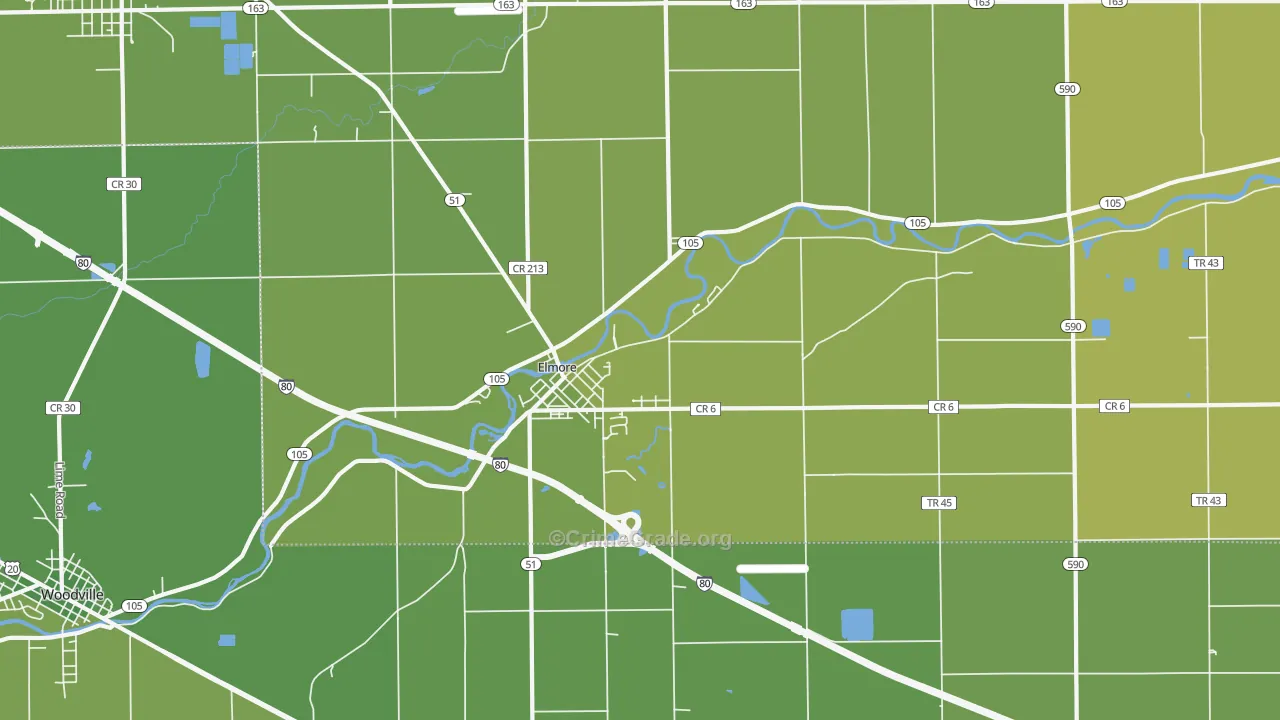 43416, OH Map of Vehicle Theft Rates