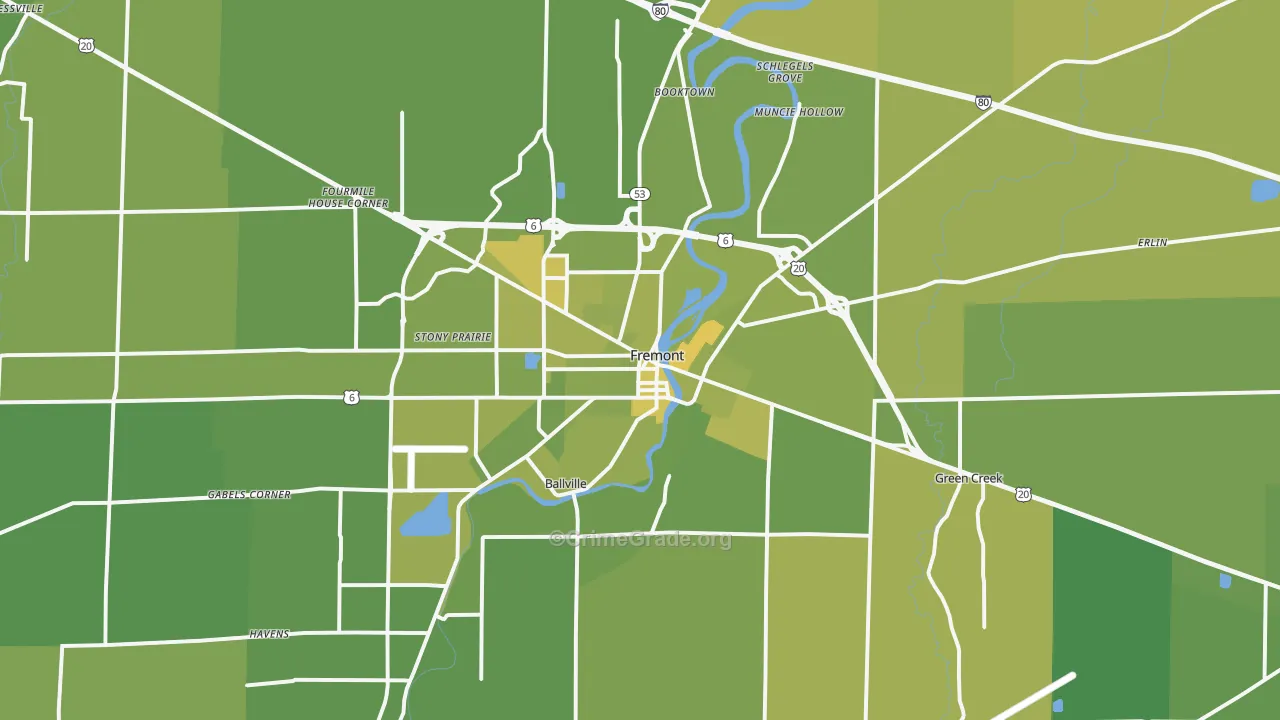 43420, OH Map of Vehicle Theft Rates