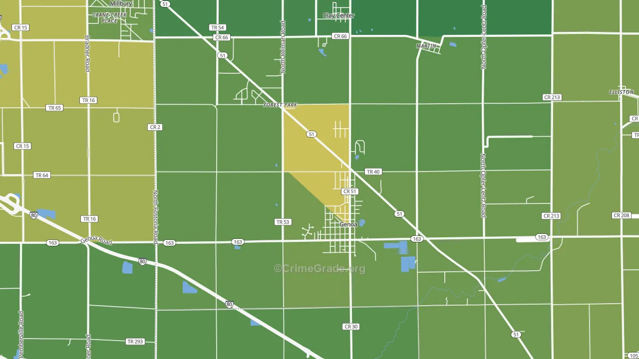 43430, OH Map of Vehicle Theft Rates