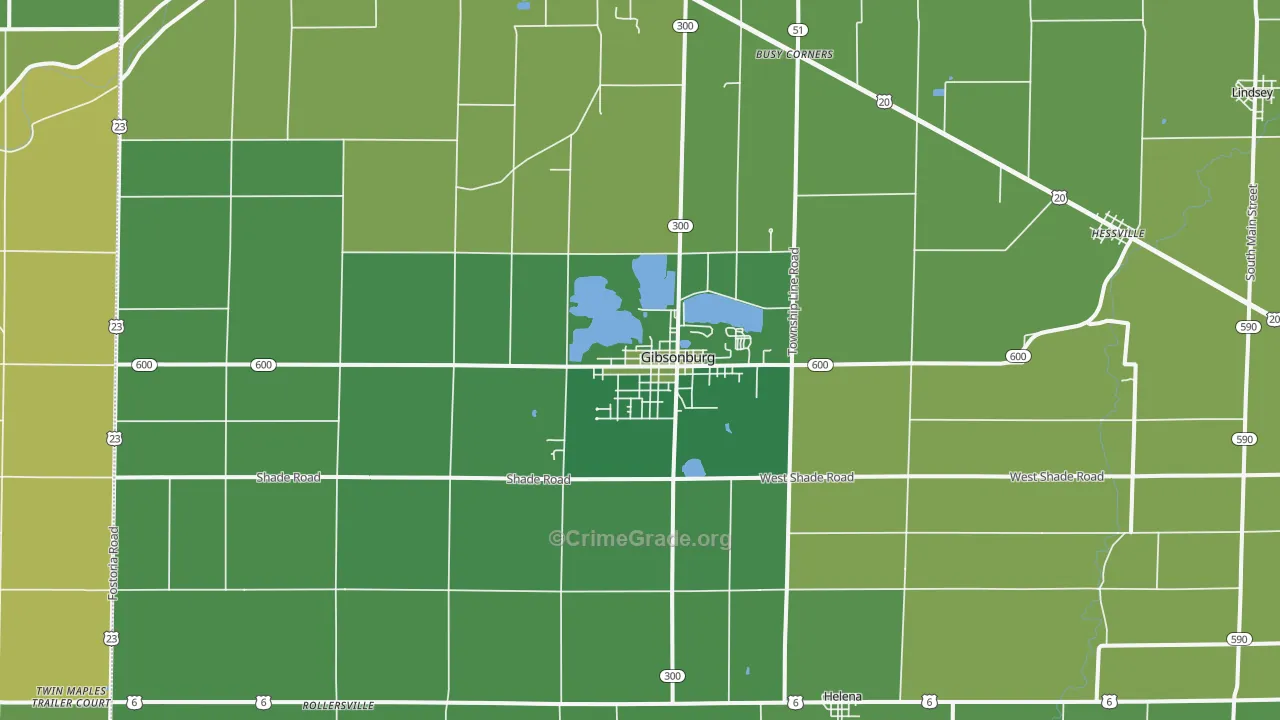 43431, OH Map of Vehicle Theft Rates