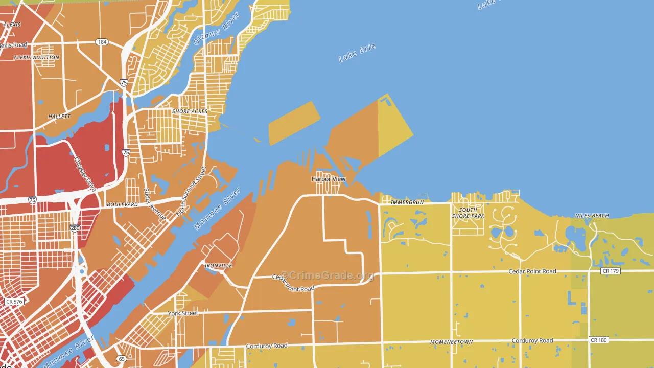 43434, OH Map of Vehicle Theft Rates