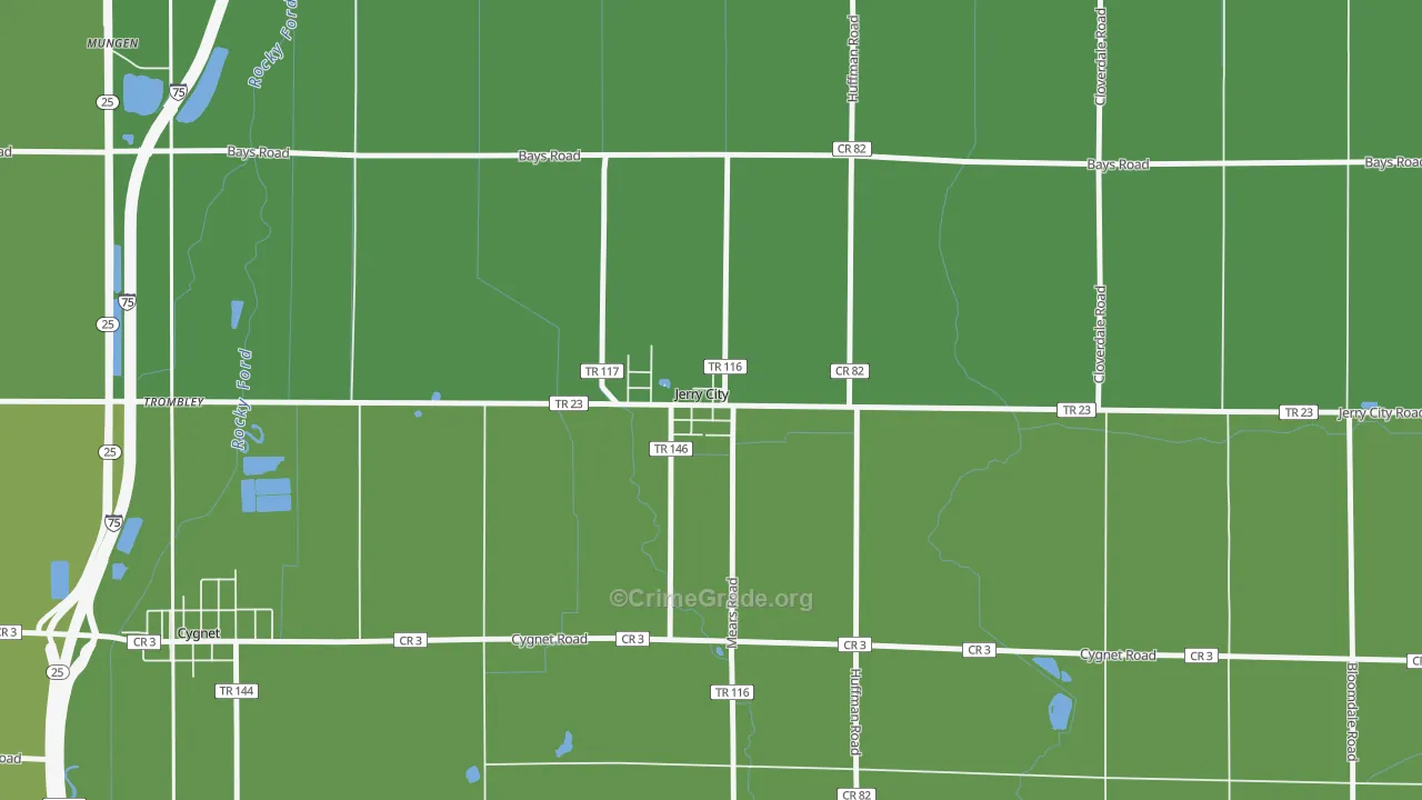 43437, OH Map of Vehicle Theft Rates