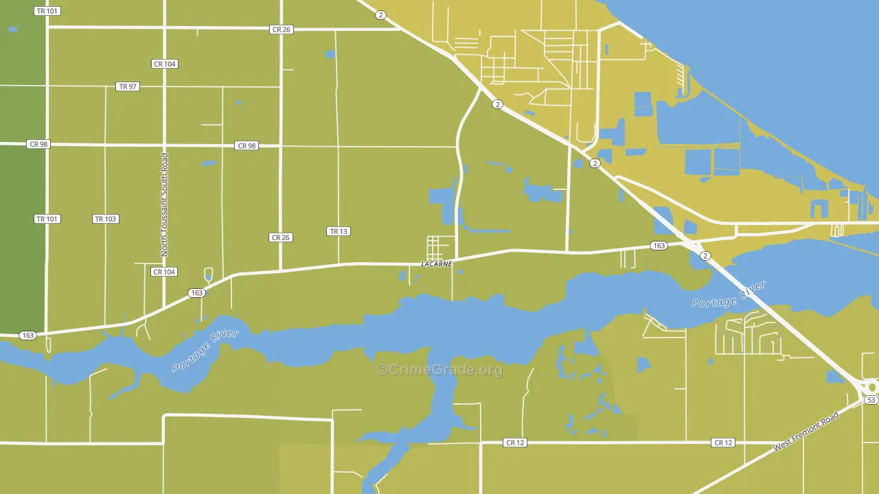 43439, OH Map of Vehicle Theft Rates