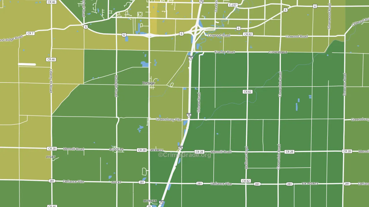 43451, OH Map of Vehicle Theft Rates