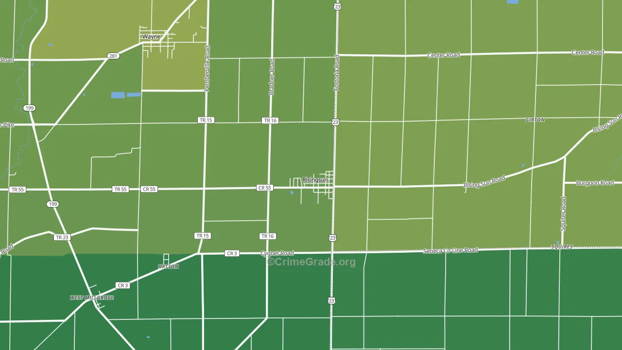 43457, OH Map of Vehicle Theft Rates