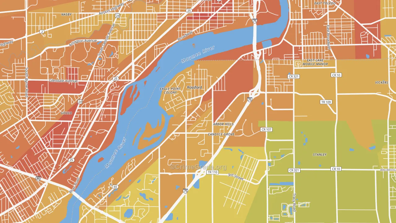 43460, OH Map of Vehicle Theft Rates