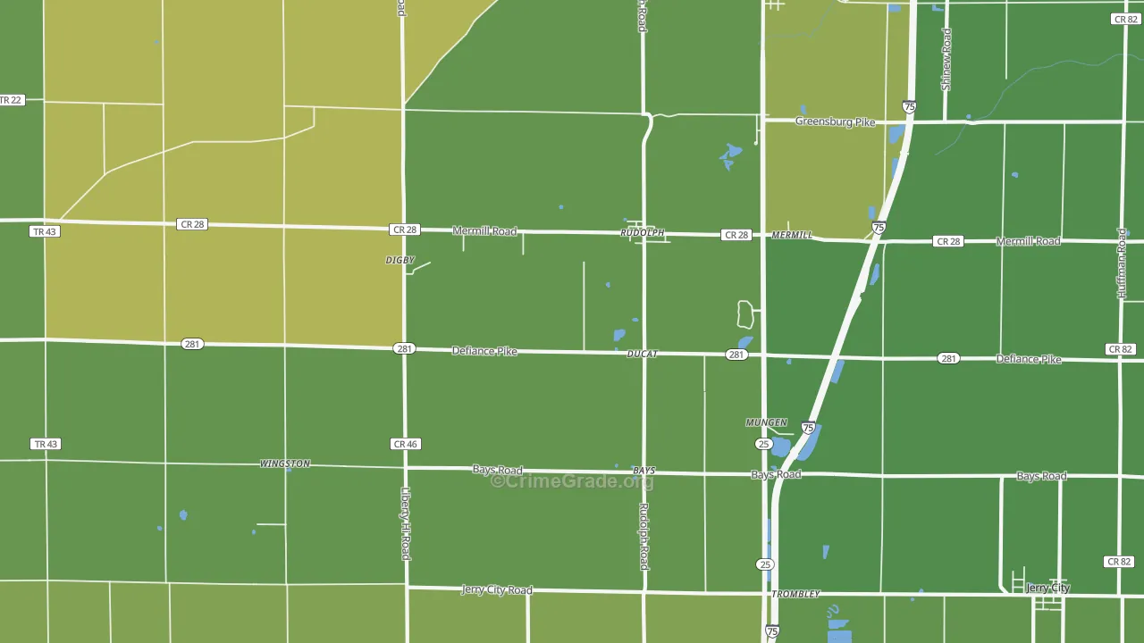 43462, OH Map of Vehicle Theft Rates