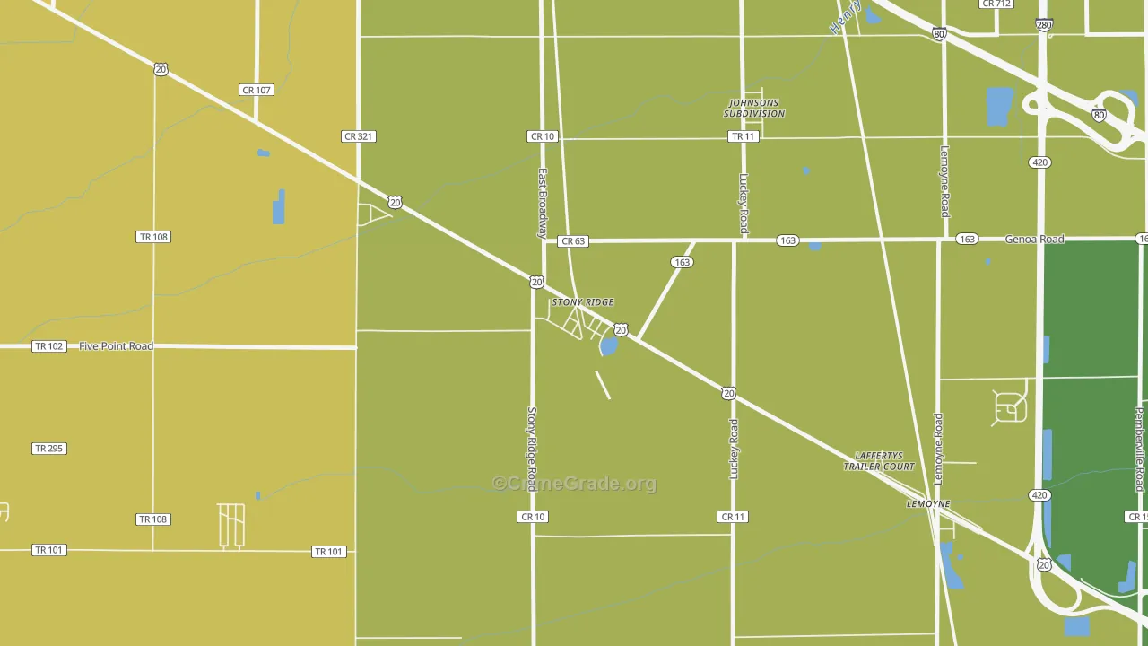 43463, OH Map of Vehicle Theft Rates