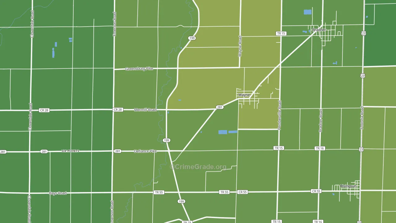43466, OH Map of Vehicle Theft Rates