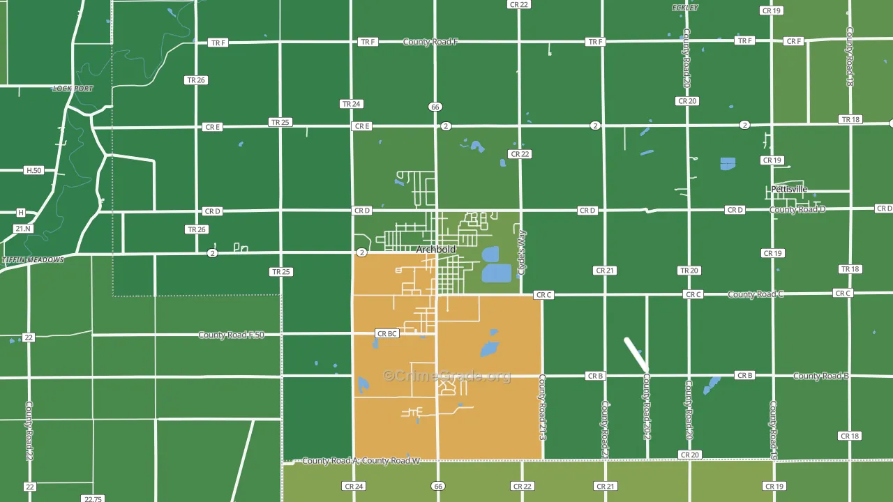 43502, OH Map of Vehicle Theft Rates