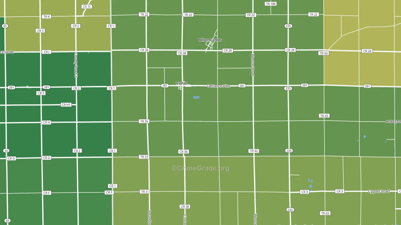 43511, OH Map of Vehicle Theft Rates