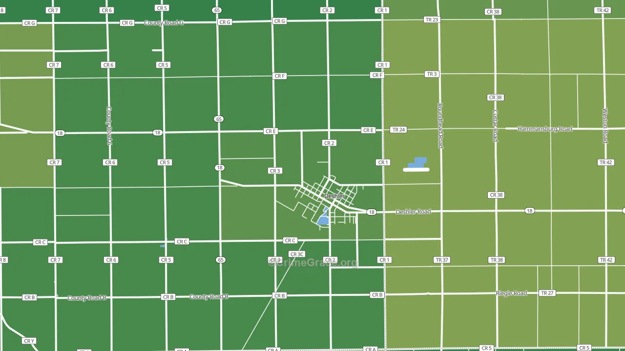 43516, OH Map of Vehicle Theft Rates
