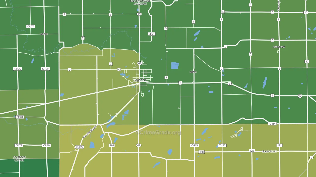 43517, OH Map of Vehicle Theft Rates