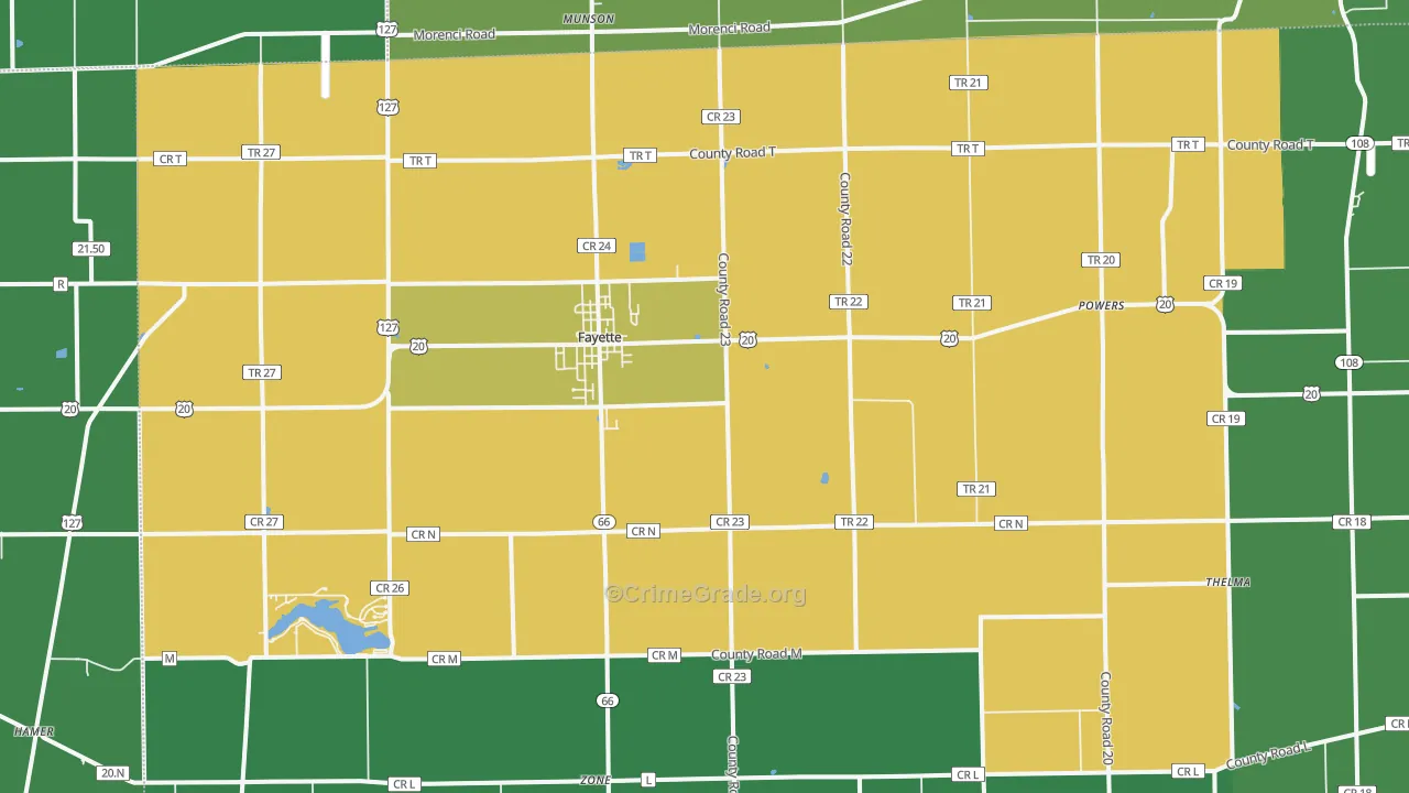 43521, OH Map of Vehicle Theft Rates
