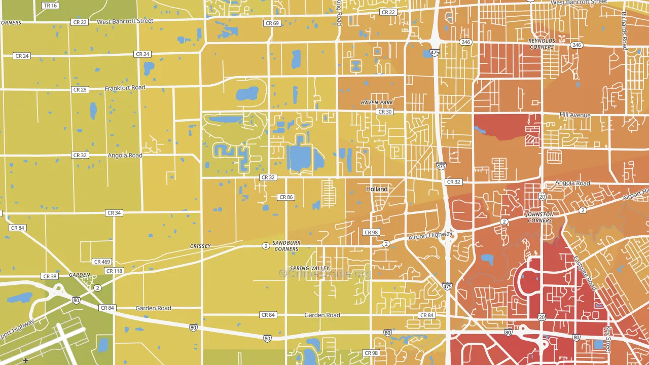 43528, OH Map of Vehicle Theft Rates