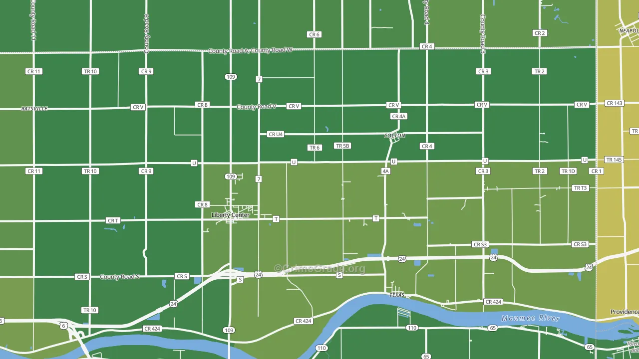43532, OH Map of Vehicle Theft Rates