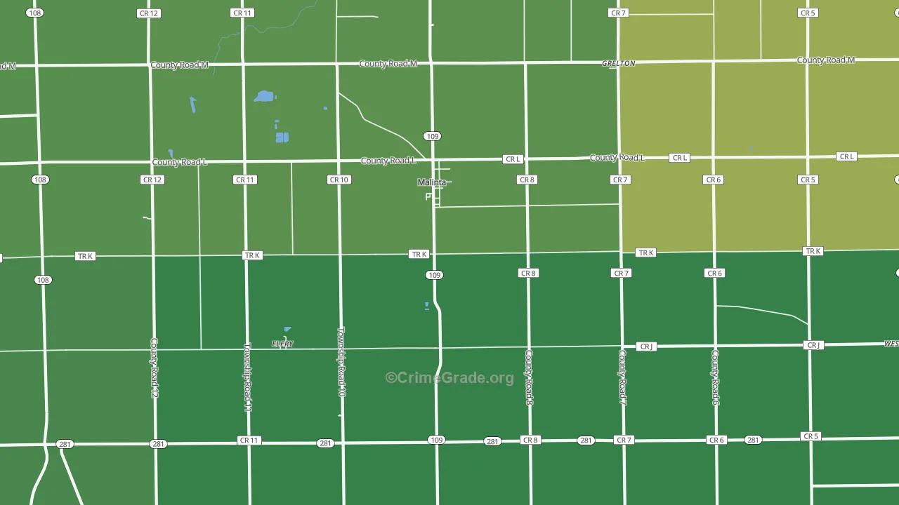 43535, OH Map of Vehicle Theft Rates