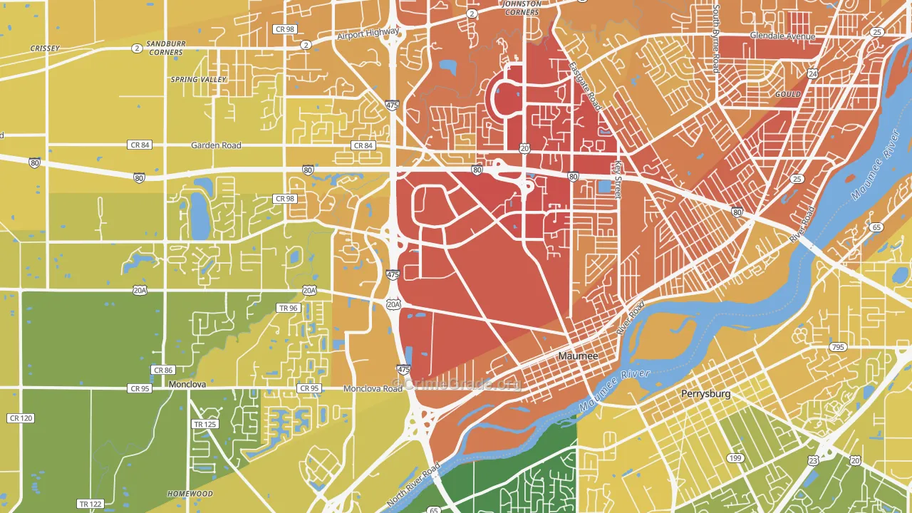 43537, OH Map of Vehicle Theft Rates