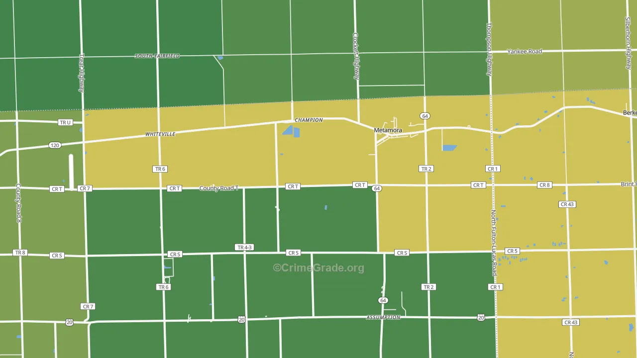 43540, OH Map of Vehicle Theft Rates